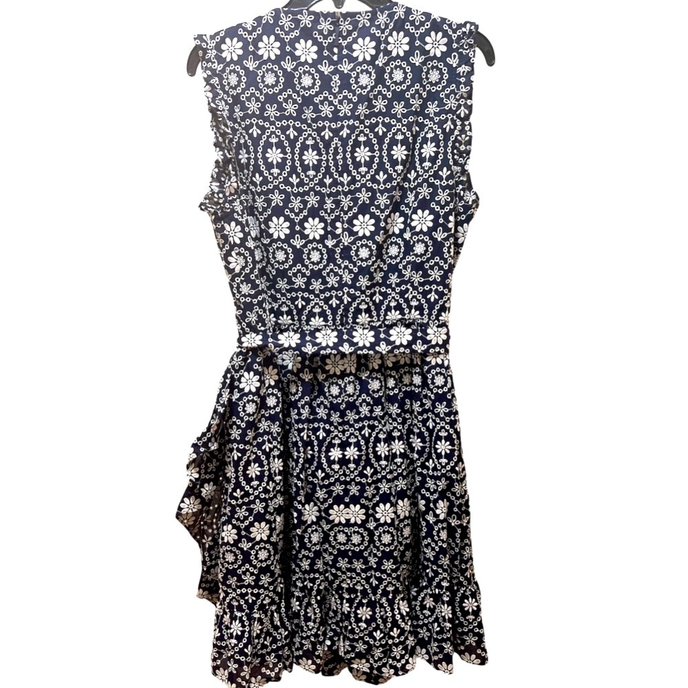 Kate Spade Shore Thing Eyelet Wrap Dress navy & white ruffles 14 NWT - Picture 3 of 11